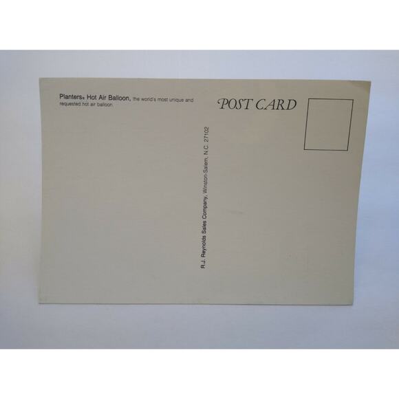 Mr Peanut Postcard Original Planters Peanuts Hot Air Balloon RJ Reynolds Unused - Picture 8 of 8